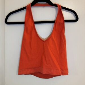 Large Coral cropped hulter top